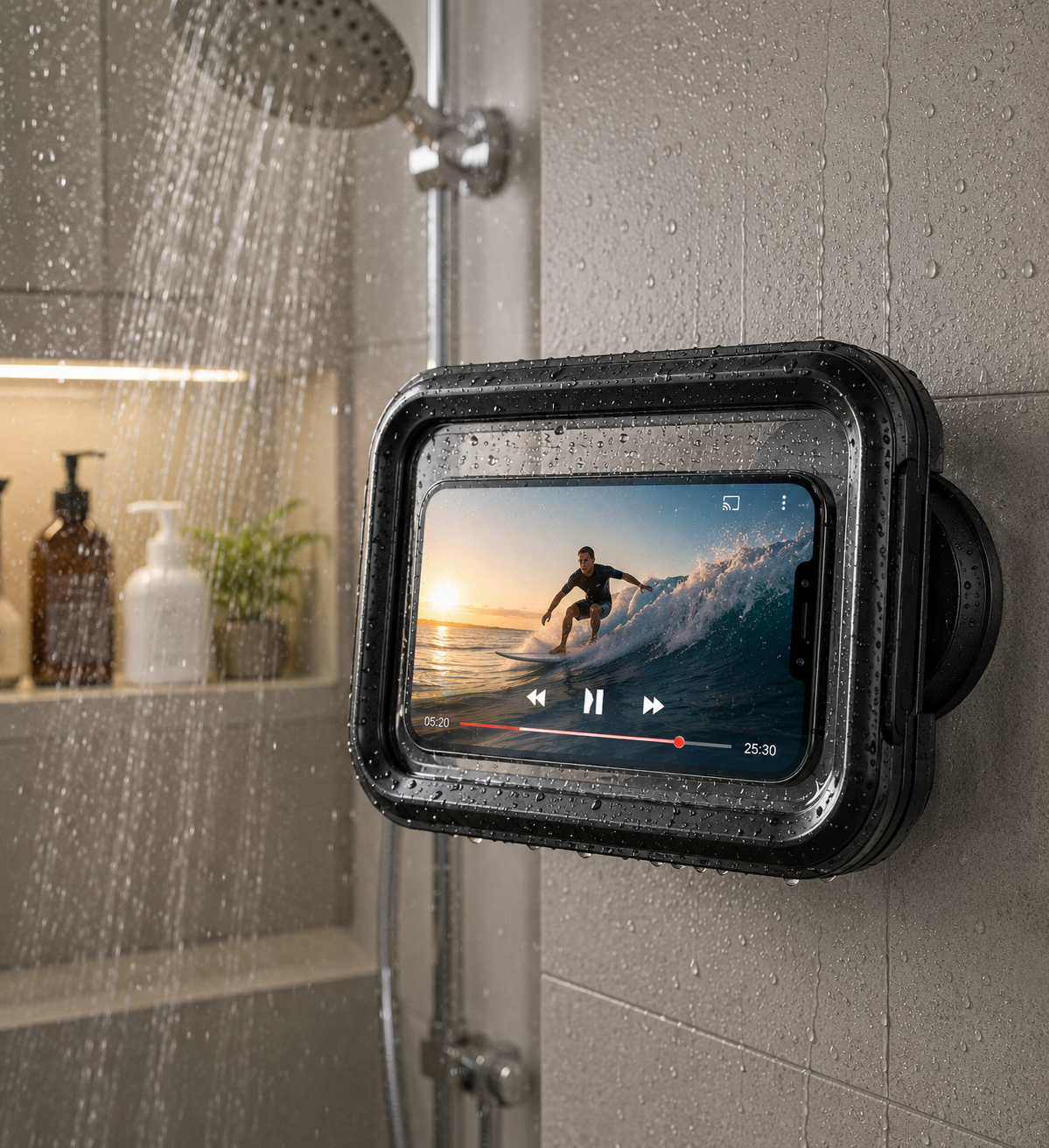 Support de douche étanche pour téléphone – Rotation 360°